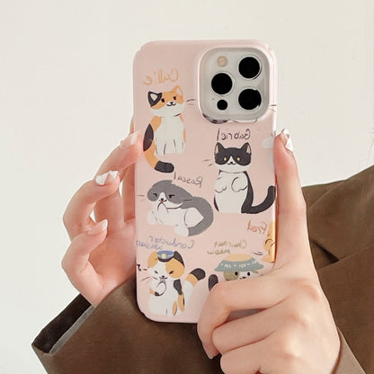 For iPhone 14 Pro Max Cartoon Film Craft Hard PC Phone Case(Cute Cats) by bashfashion