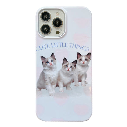 For iPhone 14 Pro Max Cartoon Film Craft Hard PC Phone Case(Three Cute Cats) by bashfashion