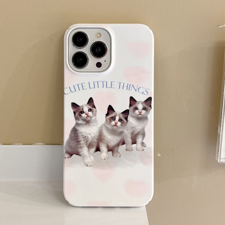 For iPhone 14 Pro Max Cartoon Film Craft Hard PC Phone Case(Three Cute Cats) by bashfashion