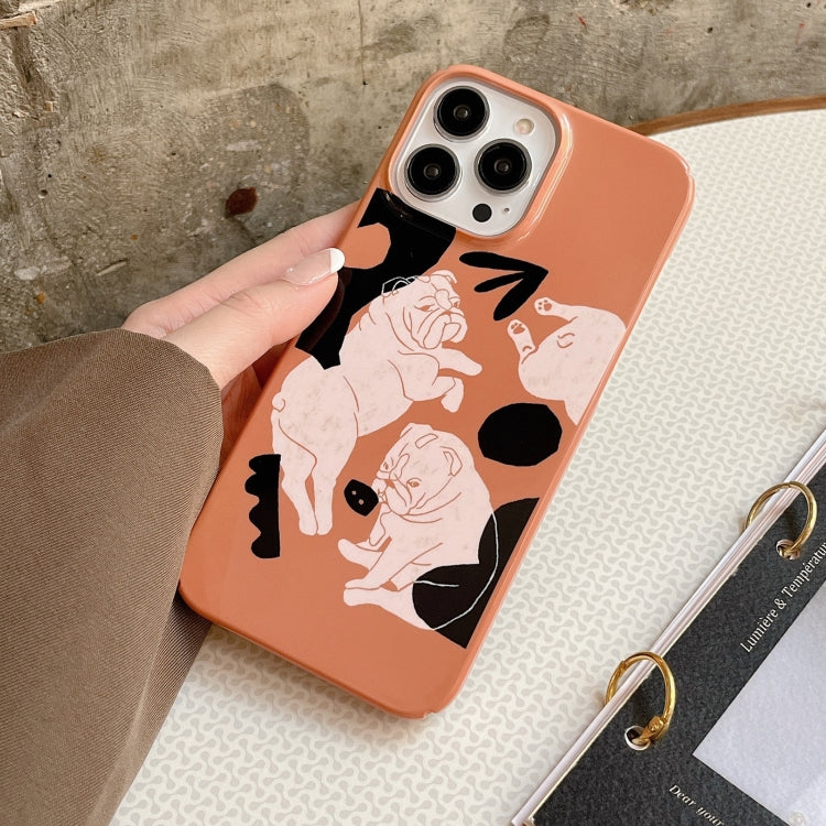 For iPhone 13 Cartoon Film Craft Hard PC Phone Case(Bulldog) by bashfashion