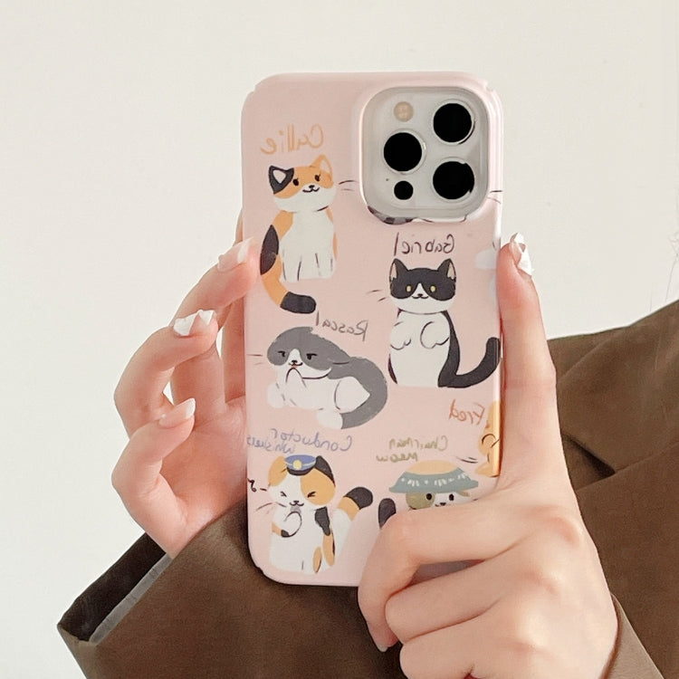 For iPhone 13 Cartoon Film Craft Hard PC Phone Case(Cute Cats) by bashfashion
