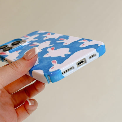 For iPhone 13 Cartoon Film Craft Hard PC Phone Case(Graffiti Rabbit) by bashfashion