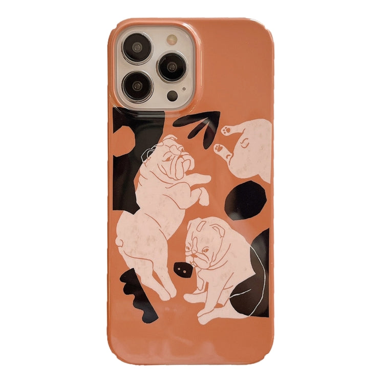 For iPhone 13 Pro Cartoon Film Craft Hard PC Phone Case(Bulldog) by bashfashion