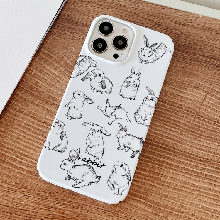 For iPhone 13 Pro Cartoon Film Craft Hard PC Phone Case(Sketch Rabbit) by bashfashion