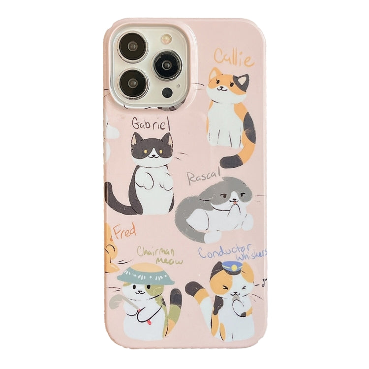 For iPhone 12 Pro Max Cartoon Film Craft Hard PC Phone Case(Cute Cats) by bashfashion