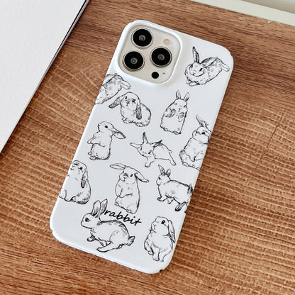 For iPhone 11 Cartoon Film Craft Hard PC Phone Case(Sketch Rabbit) by bashfashion