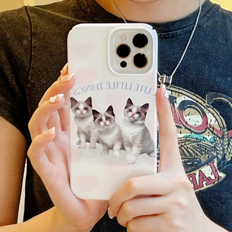 For iPhone 11 Pro Max Cartoon Film Craft Hard PC Phone Case(Three Cute Cats) by bashfashion