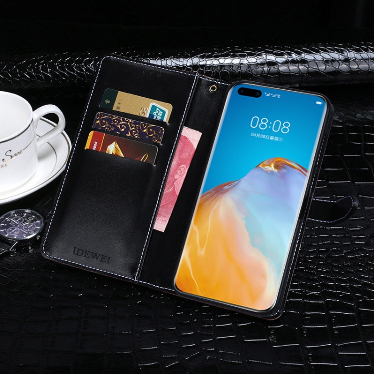 For Huawei P40 Pro idewei Crocodile Texture Horizontal Flip Leather Case with Holder & Card Slots & Wallet(Dark Blue) by idewei