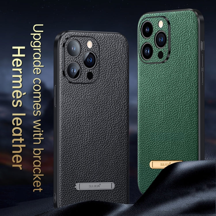 For iPhone 14 Plus SULADA Famous Artisan Series Litchi Leather PC + TPU Phone Case(Black) by SULADA