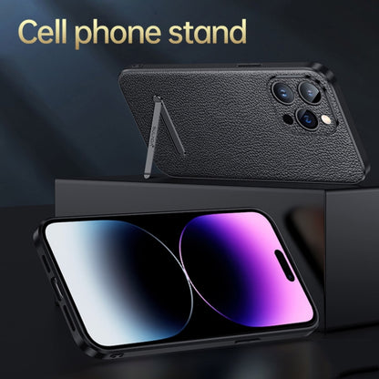 For iPhone 14 Pro SULADA Famous Artisan Series Litchi Leather PC + TPU Phone Case(Black) by SULADA