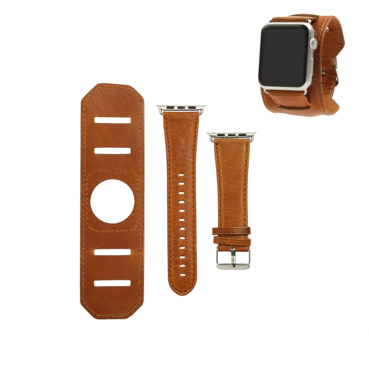 For Apple Watch 5 & 4 40mm / 3 & 2 & 1 38mm Crazy Horse Texture Bracelet Watch Band(Light Brown) by bashfashion