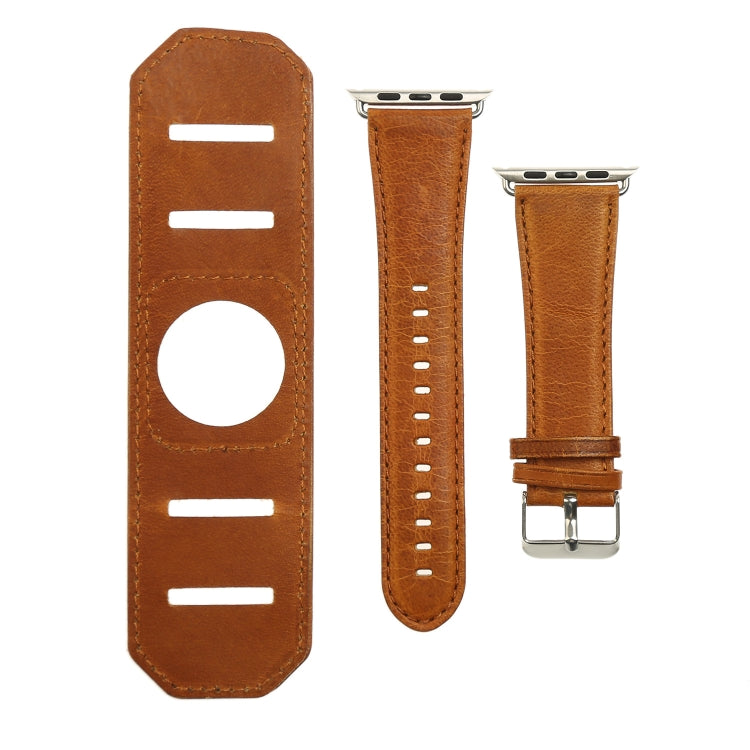 For Apple Watch 5 & 4 40mm / 3 & 2 & 1 38mm Crazy Horse Texture Bracelet Watch Band(Light Brown) by bashfashion