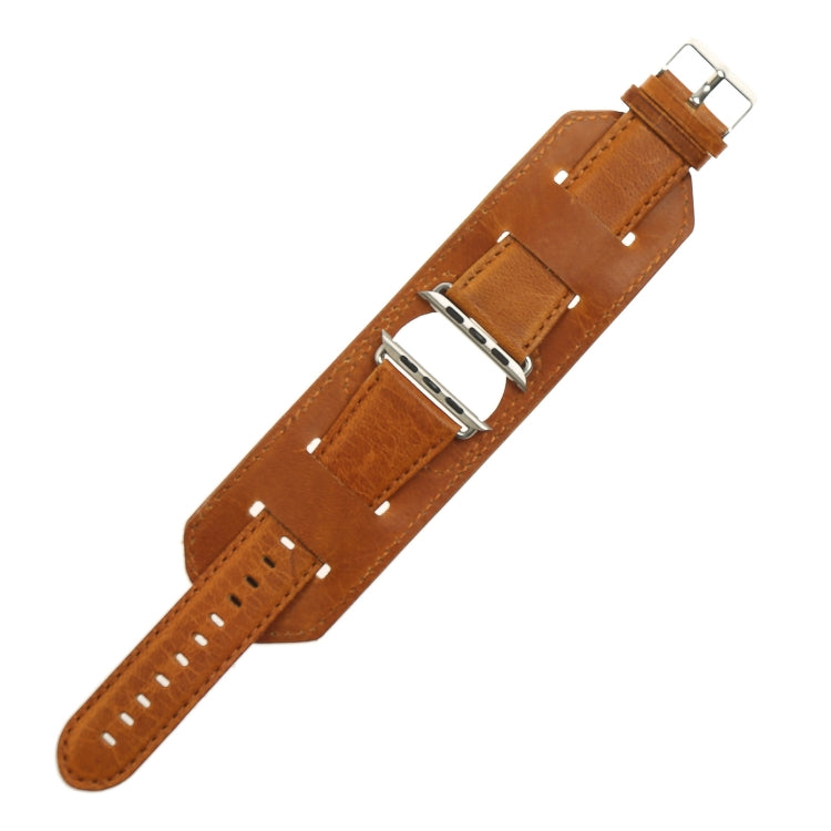 For Apple Watch 5 & 4 40mm / 3 & 2 & 1 38mm Crazy Horse Texture Bracelet Watch Band(Light Brown) by bashfashion
