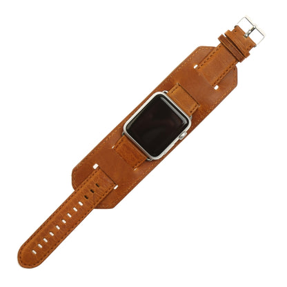 For Apple Watch 5 & 4 40mm / 3 & 2 & 1 38mm Crazy Horse Texture Bracelet Watch Band(Light Brown) by bashfashion