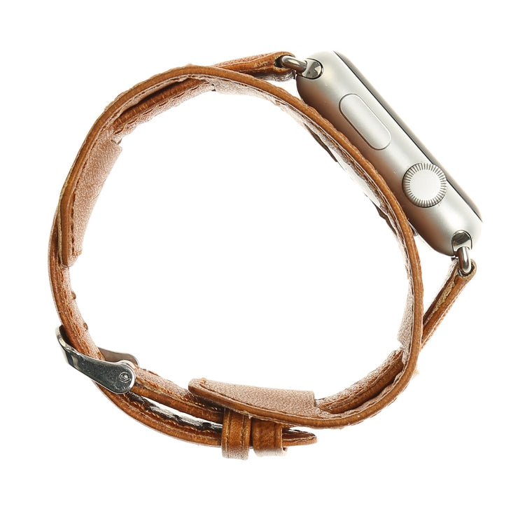 For Apple Watch 5 & 4 40mm / 3 & 2 & 1 38mm Crazy Horse Texture Bracelet Watch Band(Light Brown) by bashfashion