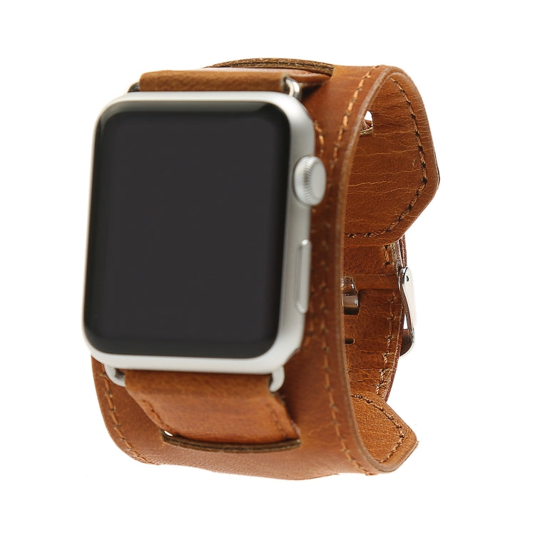 For Apple Watch 5 & 4 40mm / 3 & 2 & 1 38mm Crazy Horse Texture Bracelet Watch Band(Light Brown) by bashfashion