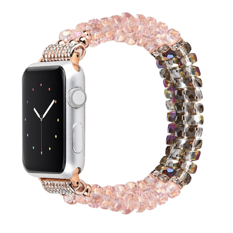 For Apple Watch 5 & 4 40mm / 3 & 2 & 1 38mm Pearl Crystal Watch Band(Crystal Pink) by bashfashion