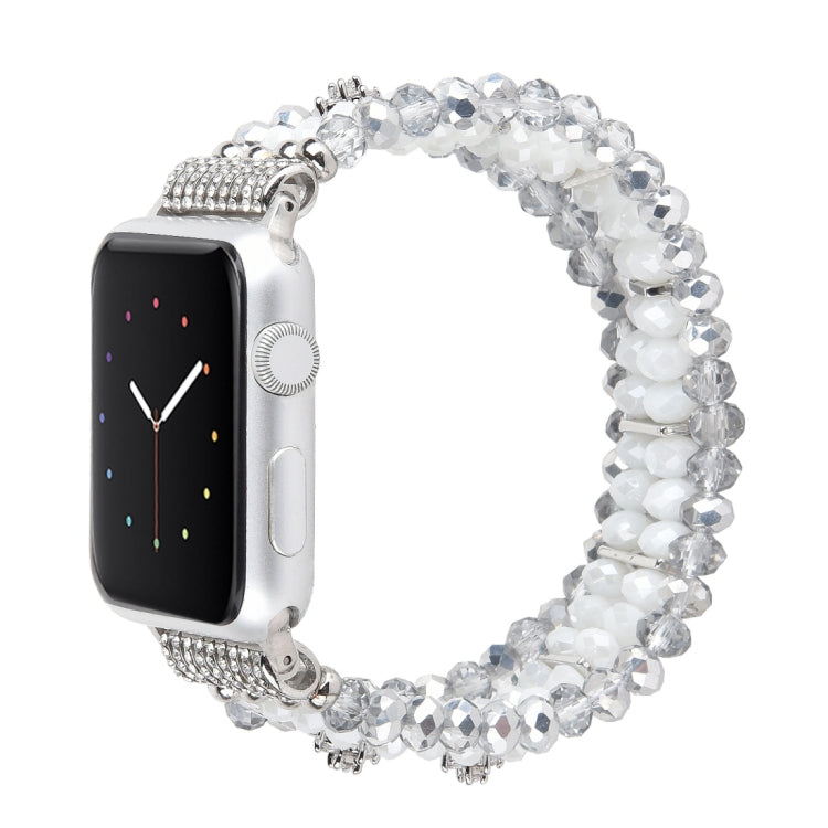For Apple Watch 5 & 4 40mm / 3 & 2 & 1 38mm Pearl Crystal Watch Band(Crystal Porcelain White) by bashfashion