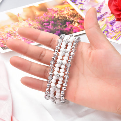 For Apple Watch 5 & 4 40mm / 3 & 2 & 1 38mm Pearl Crystal Watch Band(Crystal Porcelain White) by bashfashion