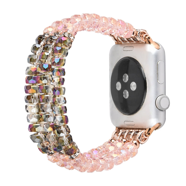 For Apple Watch 5 & 4 44mm / 3 & 2 & 1 42mm Pearl Crystal Watch Band(Crystal Pink) by bashfashion