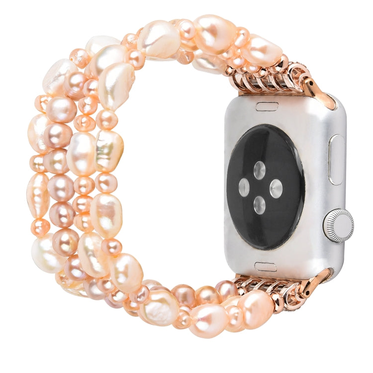 For Apple Watch 5 & 4 44mm / 3 & 2 & 1 42mm Pearl Crystal Watch Band(Natural Pearl) by bashfashion