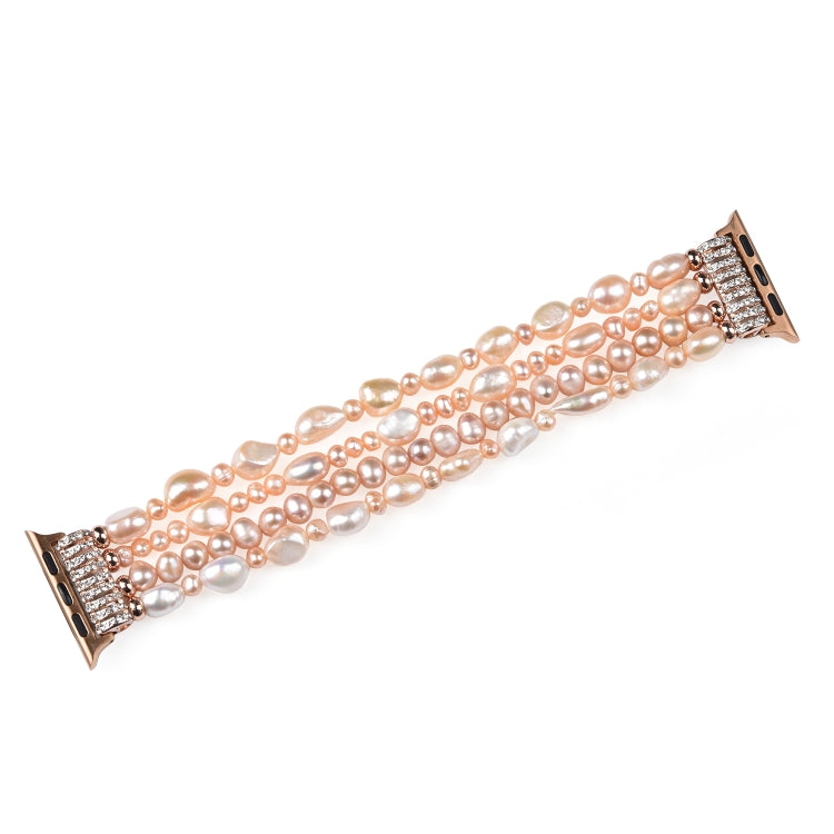 For Apple Watch 5 & 4 44mm / 3 & 2 & 1 42mm Pearl Crystal Watch Band(Natural Pearl) by bashfashion