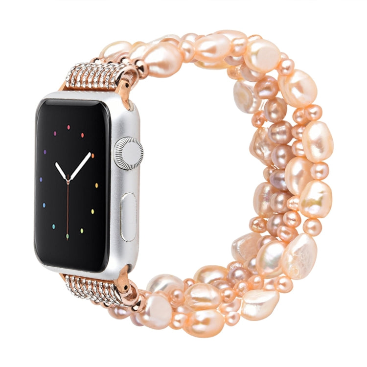 For Apple Watch 5 & 4 44mm / 3 & 2 & 1 42mm Pearl Crystal Watch Band(Natural Pearl) by bashfashion