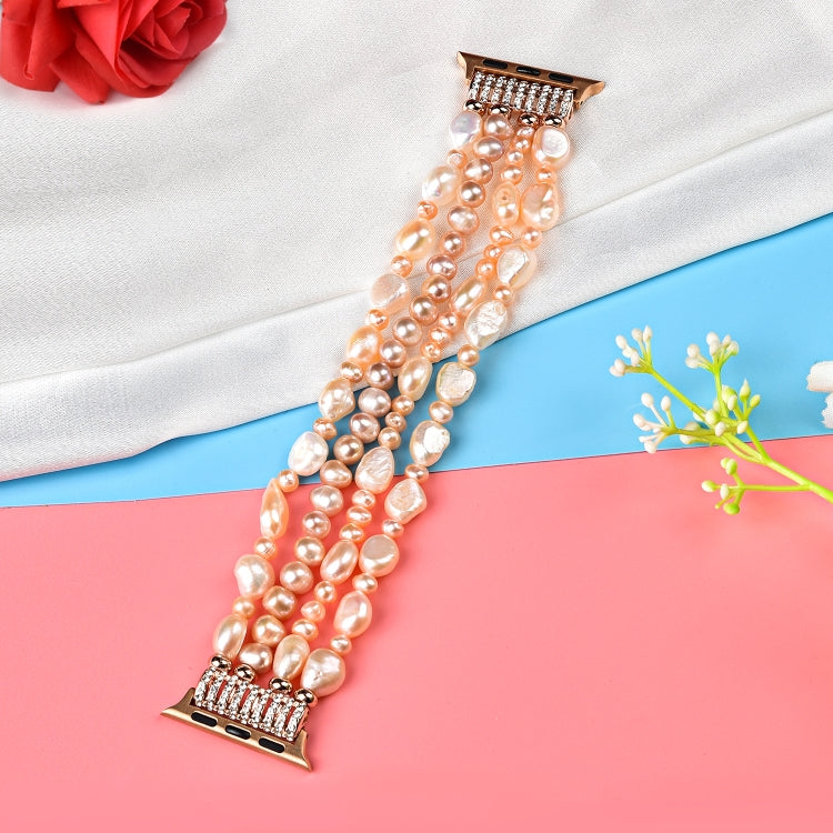 For Apple Watch 5 & 4 44mm / 3 & 2 & 1 42mm Pearl Crystal Watch Band(Natural Pearl) by bashfashion