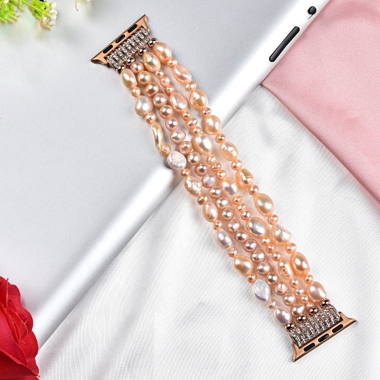 For Apple Watch 5 & 4 44mm / 3 & 2 & 1 42mm Pearl Crystal Watch Band(Natural Pearl) by bashfashion