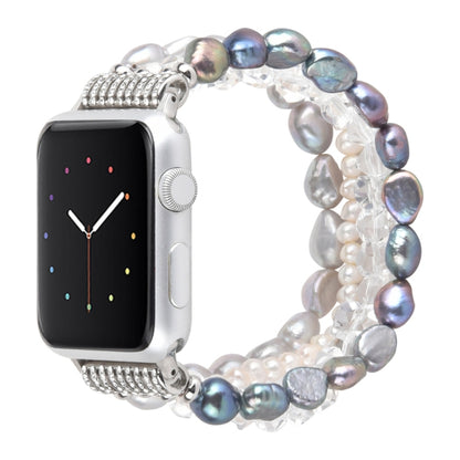 For Apple Watch 5 & 4 44mm / 3 & 2 & 1 42mm Pearl Crystal Watch Band(Pearl + White Crystal) by bashfashion