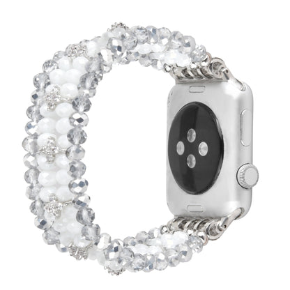 For Apple Watch 5 & 4 44mm / 3 & 2 & 1 42mm Pearl Crystal Watch Band(Crystal Porcelain White) by bashfashion