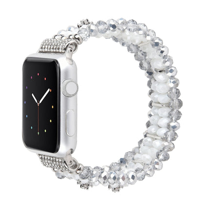 For Apple Watch 5 & 4 44mm / 3 & 2 & 1 42mm Pearl Crystal Watch Band(Crystal Porcelain White) by bashfashion