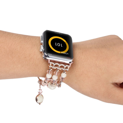 For Apple Watch Ultra 49mm&Watch Ultra 2 49mm / Series 9&8&7 45mm / SE 3&SE 2&6&SE&5&4 44mm / 3&2&1 42mm Luminous Agate Watch Band(Rose Gold) by bashfashion