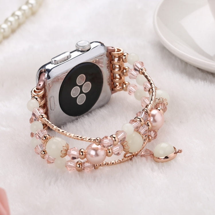 For Apple Watch Ultra 49mm&Watch Ultra 2 49mm / Series 9&8&7 45mm / SE 3&SE 2&6&SE&5&4 44mm / 3&2&1 42mm Luminous Agate Watch Band(Rose Gold) by bashfashion