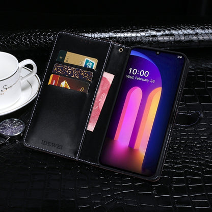 For LG V60 ThinQ idewei Crocodile Texture Horizontal Flip Leather Case with Holder & Card Slots & Wallet(Black) by idewei