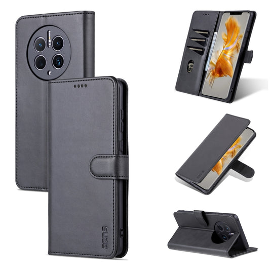 For Huawei Mate 50 Pro AZNS Skin Feel Calf Texture Flip Leather Phone Case(Black) by AZNS