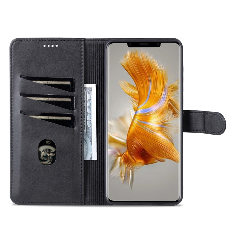 For Huawei Mate 50 Pro AZNS Skin Feel Calf Texture Flip Leather Phone Case(Black) by AZNS