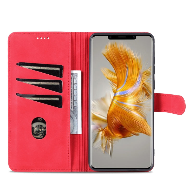 For Huawei Mate 50 Pro AZNS Skin Feel Calf Texture Flip Leather Phone Case(Red) by AZNS