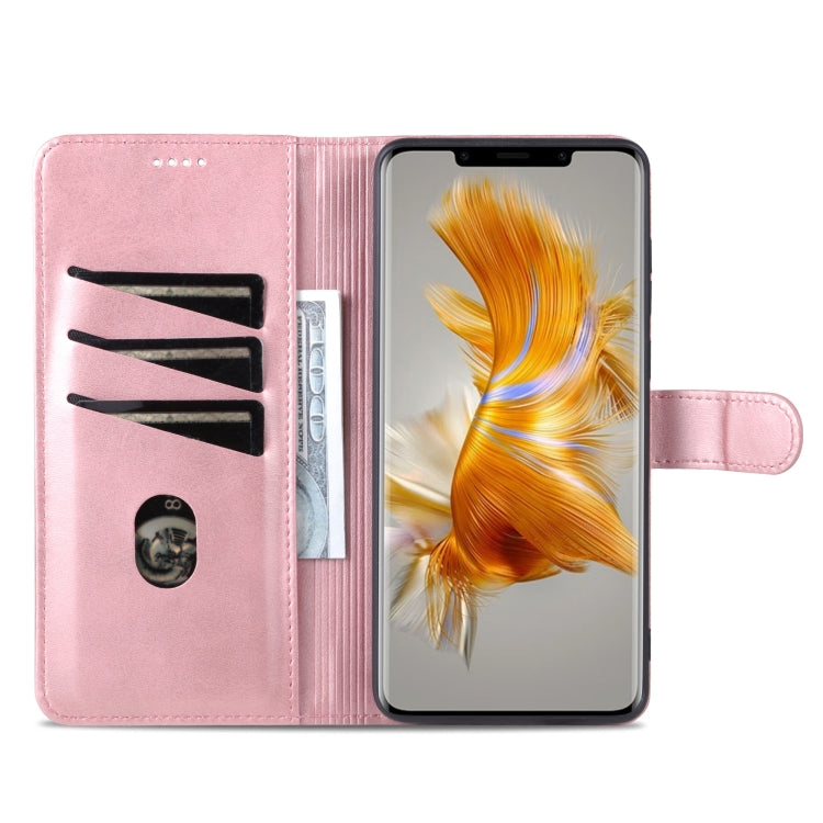 For Huawei Mate 50 Pro AZNS Skin Feel Calf Texture Flip Leather Phone Case(Rose Gold) by AZNS