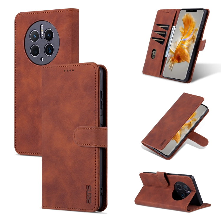 For Huawei Mate 50 Pro AZNS Skin Feel Calf Texture Flip Leather Phone Case(Brown) by AZNS