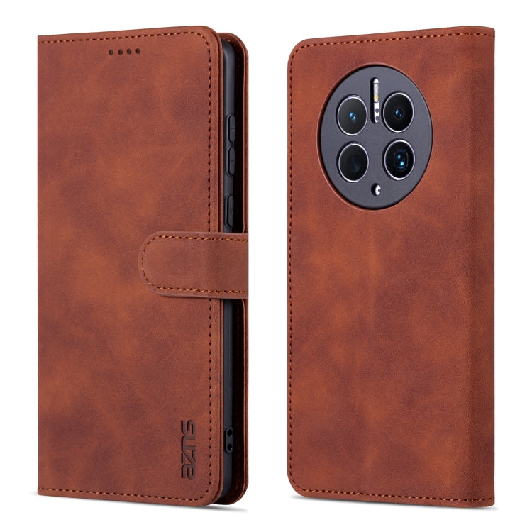 For Huawei Mate 50 Pro AZNS Skin Feel Calf Texture Flip Leather Phone Case(Brown) by AZNS