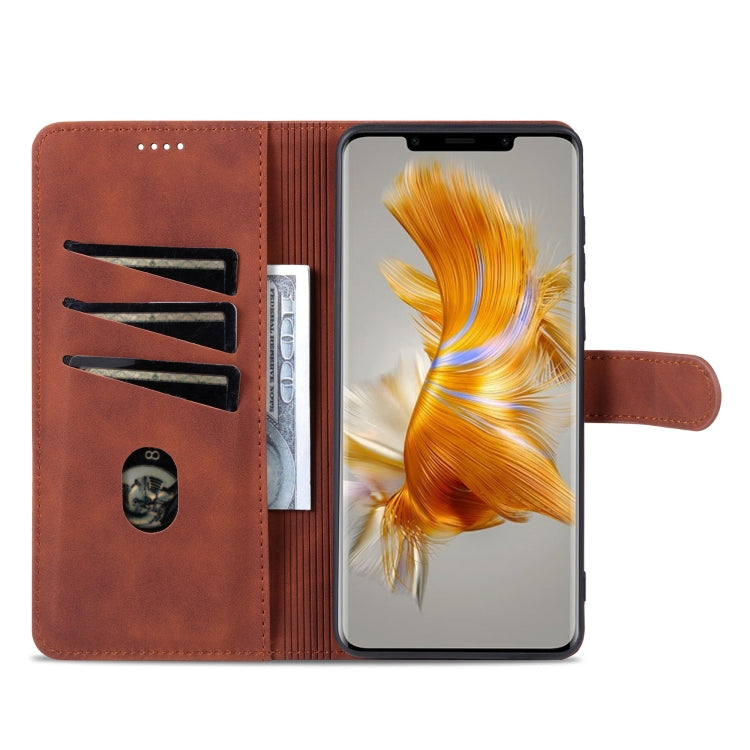 For Huawei Mate 50 Pro AZNS Skin Feel Calf Texture Flip Leather Phone Case(Brown) by AZNS