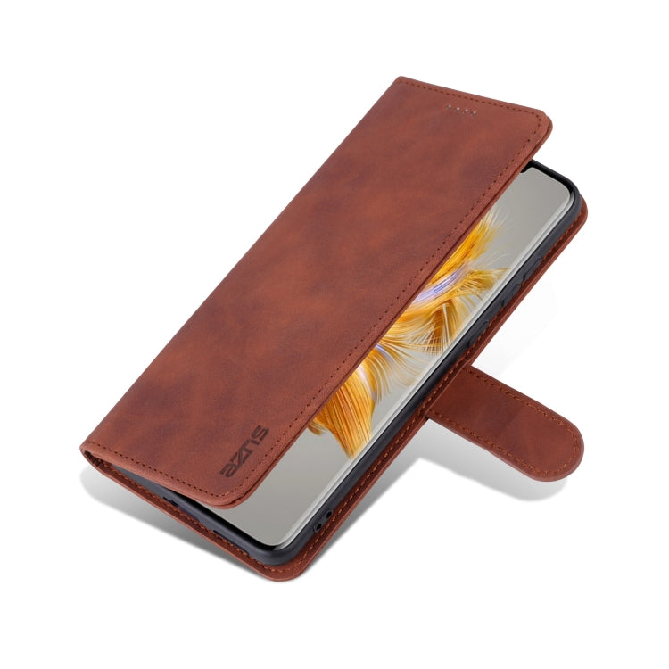 For Huawei Mate 50 Pro AZNS Skin Feel Calf Texture Flip Leather Phone Case(Brown) by AZNS