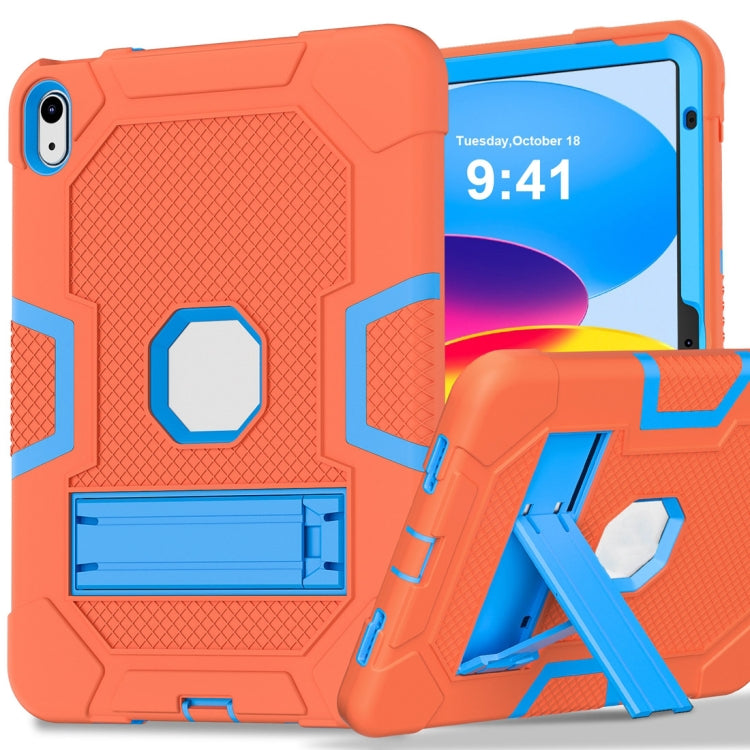 For iPad 2025 / 2022 Contrast Color Robot Silicone + PC Tablet Protective Case(Orange Blue) by bashfashion