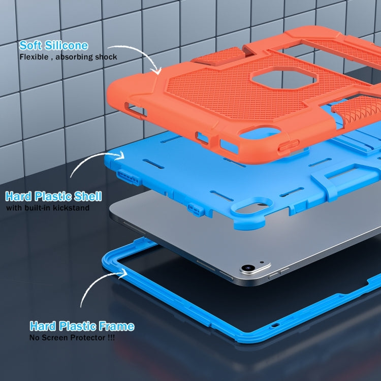 For iPad 2025 / 2022 Contrast Color Robot Silicone + PC Tablet Protective Case(Orange Blue) by bashfashion