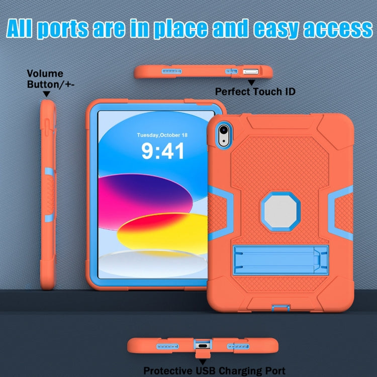 For iPad 2025 / 2022 Contrast Color Robot Silicone + PC Tablet Protective Case(Orange Blue) by bashfashion