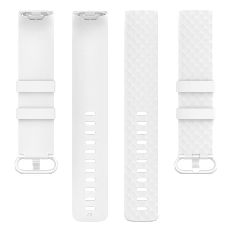 xDfind 18mm Silver Color Buckle TPU Wrist Strap Watch Band for Fitbit Charge 4 / Charge 4 SE / Charge 3 / Charge 3 SE, Size: S(White) by xDfind