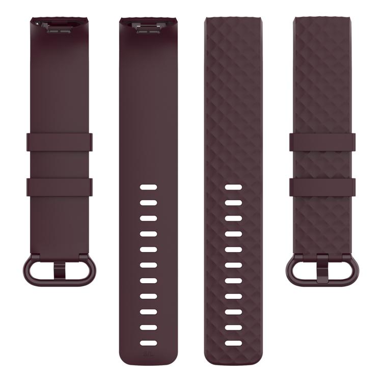 xDfind 18mm Silver Color Buckle TPU Wrist Strap Watch Band for Fitbit Charge 4 / Charge 4 SE / Charge 3 / Charge 3 SE, Size: S(Rosewood) by xDfind