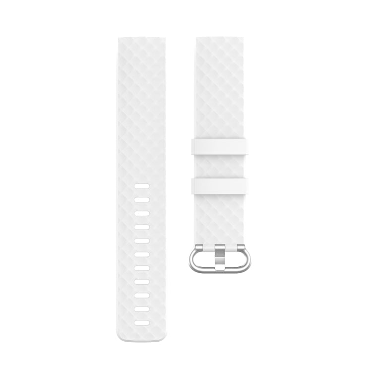 18mm Silver Color Buckle TPU Wrist Strap Watch Band for Fitbit Charge 4 / Charge 3 / Charge 3 SE, Size: L(White) by bashfashion