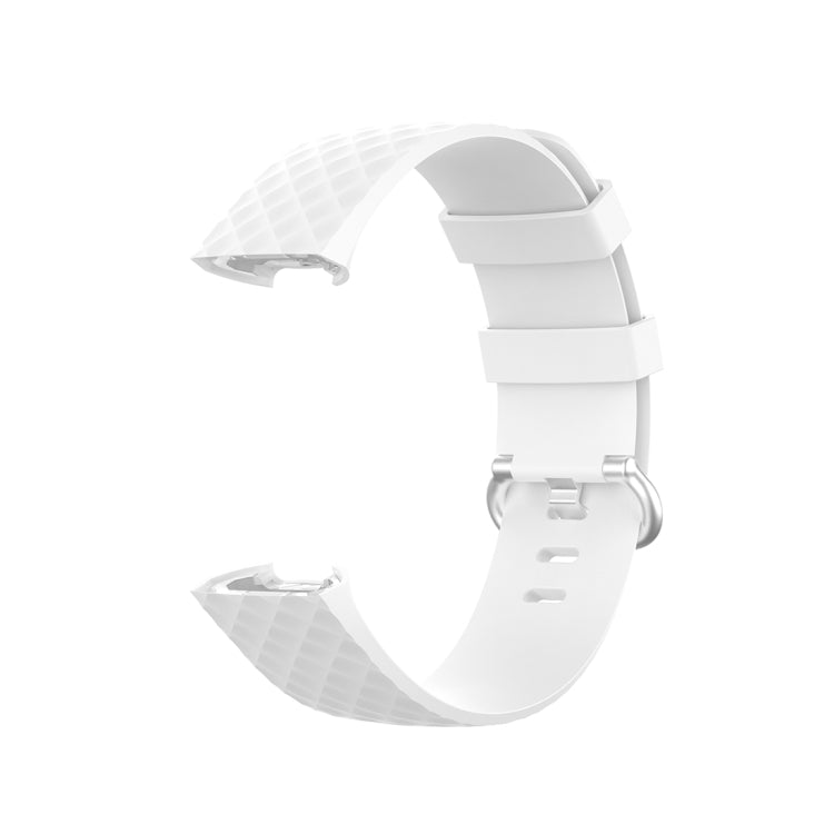 18mm Silver Color Buckle TPU Wrist Strap Watch Band for Fitbit Charge 4 / Charge 3 / Charge 3 SE, Size: L(White) by bashfashion